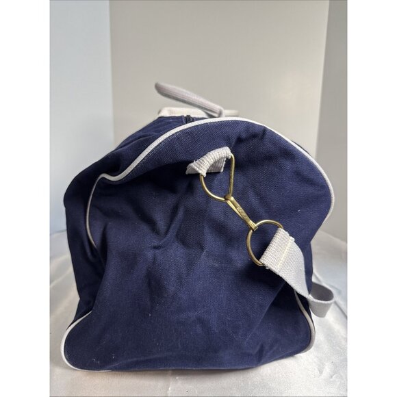 Ralph Lauren Vintage Navy Blue Canvas Duffel Bag White Straps & Embroidered Roya - Picture 3 of 10